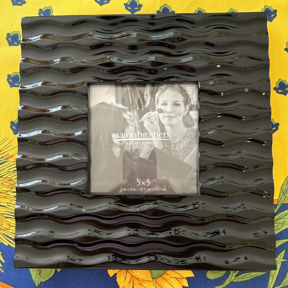 2 Gorgeous Shiny Black Picture Frames for 5”X5” Photos. New. - Picture 2 of 4